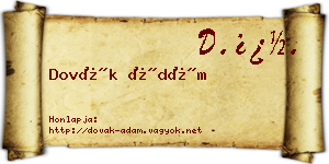 Dovák Ádám névjegykártya